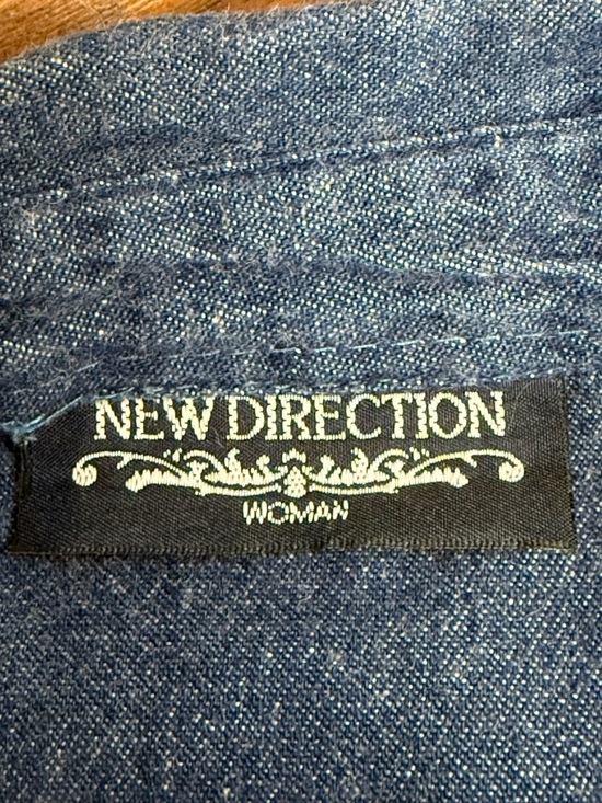 New Direction Denim Embroidered Tunic 1X Boho Western Button Shirt Top - Picture 7 of 10